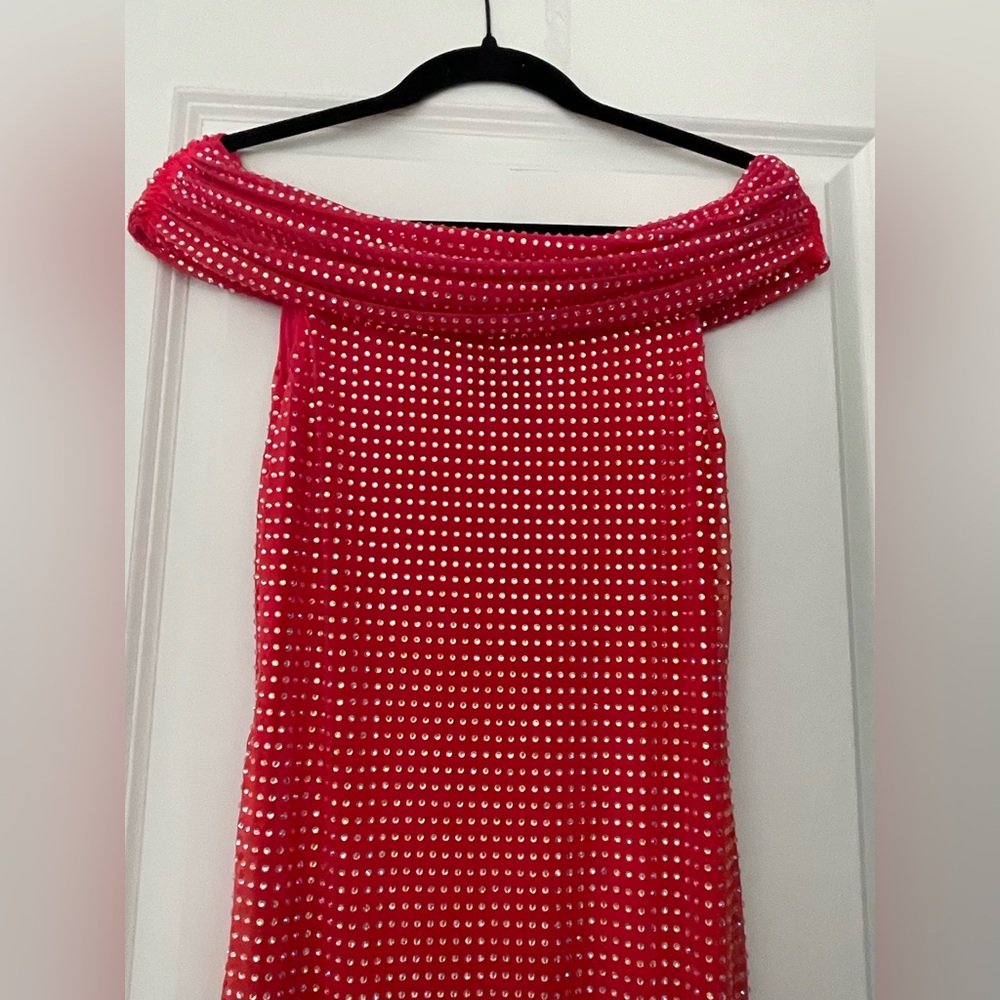 Self-portrait rhinestones off the shoulder dress - Picture 7 of 12